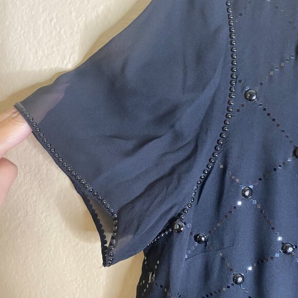 st john sheer short sleeve embellished blouse - Picture 4 of 5